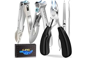 GJNL Toe Nail Clippers for Thick Nails for Seniors - 37mm/16mm Wide Jaw Opening Large Mouth Toe Nail Clippers, 5PCS Heavy Duty Toenail Clipper for Men, Sharp Toenail Clippers Nail Cutter Long Handle
