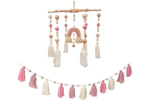 HI BABY MONMENT Baby Mobile for Crib- HBM Rainbow Baby Crib Mobile Boho Celling Mobile,Nursery Decor Baby Shower Gift for Boys & Girls (Pink)