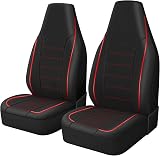 TOYOUN Classic Universal PU Leather Front Seat Covers 2 Pieces Red Trim view 1