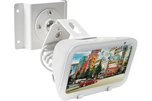 shinar Metal Wall Mount ONLY for Echo Show 5 (3rd Generation) - Swivels up to 360° / Tilts -70° / +70°,Mount Stand Compatible with Show 5 (3rd Gen) with Wiremanagement (White)