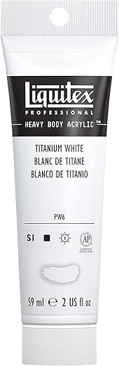Professional Heavy Body Acrylic Paint, 2 Ounce Tube, Titanium White (Satin Finish)