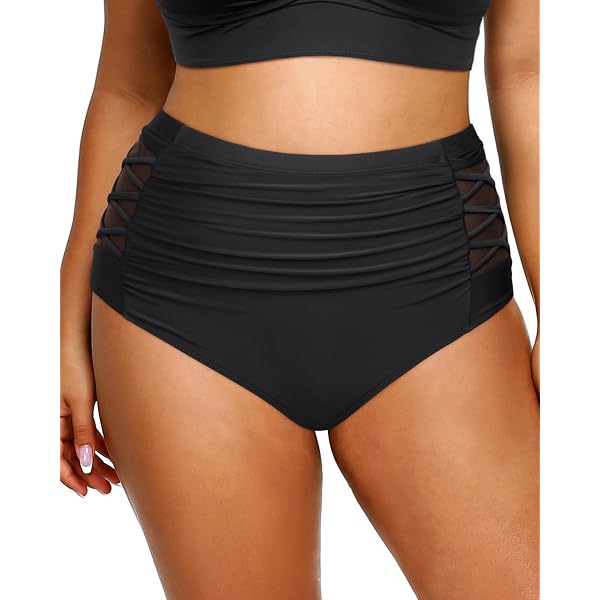 thumbnail image 2 of Daci Women's Plus Size Two Piece Swimsuits - High Waisted Bikini Set With Tummy Control & Ruffle Details 2 of 10