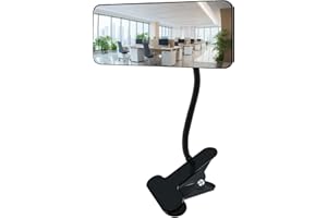 ZMJCGLXY Clampable Convex Safety Mirror 6.4"*3" in Glass Material, Black Curved Frame, 360° Direction Adjustment, for Workdesk, Office, Warehouse and Personal Area Privacy and Security