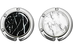 Knocent Foldable Purse Hook Handbag Hangers for Table Handbag Storage Folding Decor Table Hook,Women's Bag Handbag Hanger Holder (Marble Black&White)