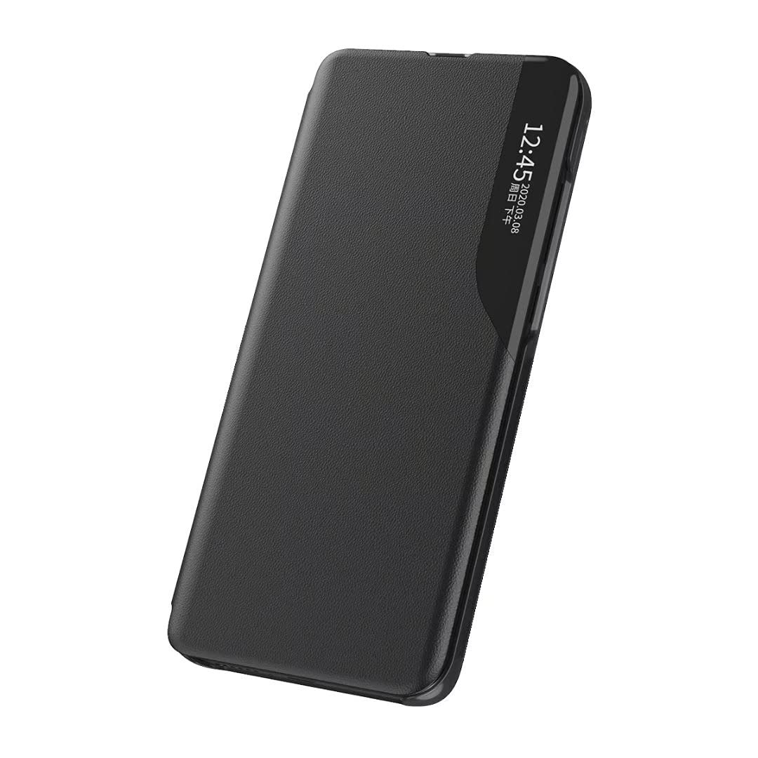 COQUE Case for Xiaomi 11T Pro Cover,Side Smart Display Small Window Mobile Phone Protective Shell,Shockproof TPU Ultra Slim Phone Shell for Xiaomi 11T Pro-Black