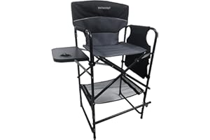 WKFAMOUT Tall Directors Chair 30.7" Seat Height Folding Makeup Chair with Side Table Folding Camping Chair Portable with Footrest for Outdoor Indoor Supports 350LBS