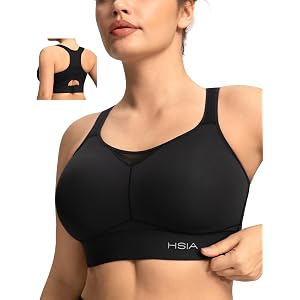 HSIA Sports Bras for Women High Support Large Bust FlexCore Racerback Lined | High Impact, Sewn In Pads, Wireless, Plus Size,