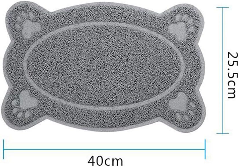 Pet Placemat PVC Wear-resistant Anti-slip Tablemat Pet Food Pad Puppy Feeding Mat for Puppy Dog Cat 40x30cm (Grey) - Image 3