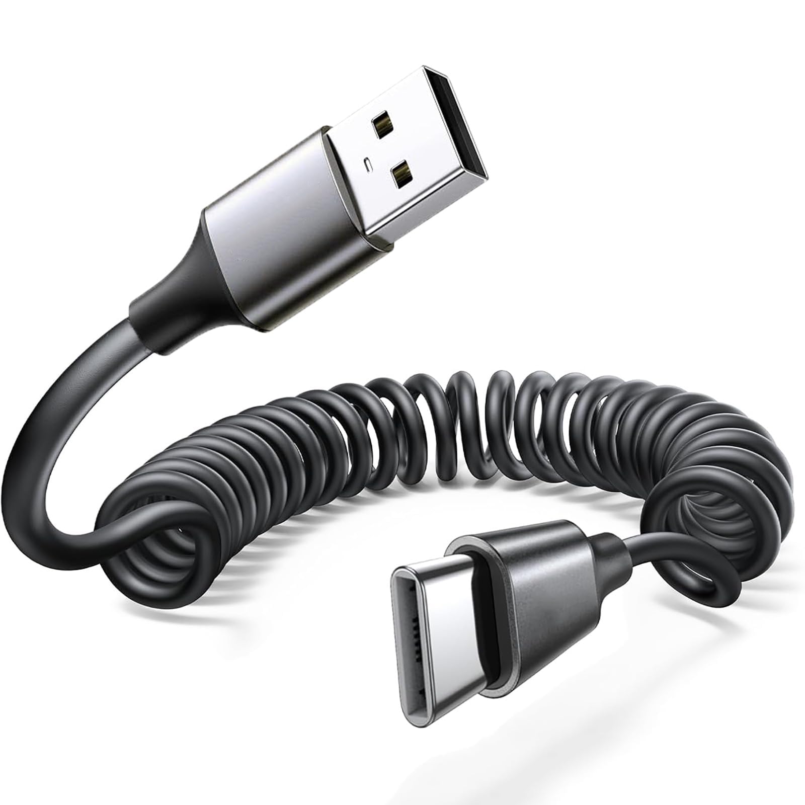 iPhone 17e Charger Cable 5FT - Fast USB to USB C Coiled Cord for Car Play & Android Auto, Compatible with iPhone 16e, 15, Samsung Galaxy, Ki