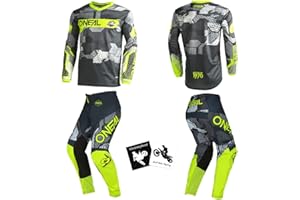 MX Outfit O'Neal Element Camo Neon Yellow Men (W36/X-Large) Protective Jersey Pants riding bundle motocross MX off-road dirt bike package
