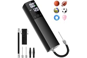 MOTORENBAU Electric Ball Pump,Smart Air Pump Portable Fast Inflation Accurate Pressure Gauge and Digital LCD Display for All Sport Balls Basketball Football Volleyball Balloon Swim Ring(2Pin & 2Nozzle & 1Spout)