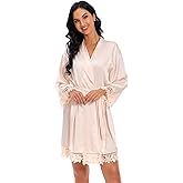 Women's Satin Robes Lace Silk Robe Bride Bridesmaid Robes Bridal Robes Soft Kimono Bathrobe