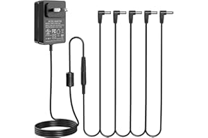 ANKS 9Volt 1500mA Power Supply 9V 1.5A Power Adapter Center Negative for BOSS Zoom Guitar Multi Effects Pedal for Casio Donner Piano Keyboard with Cable 5 Way Daisy Chain Cord Anti-Hum