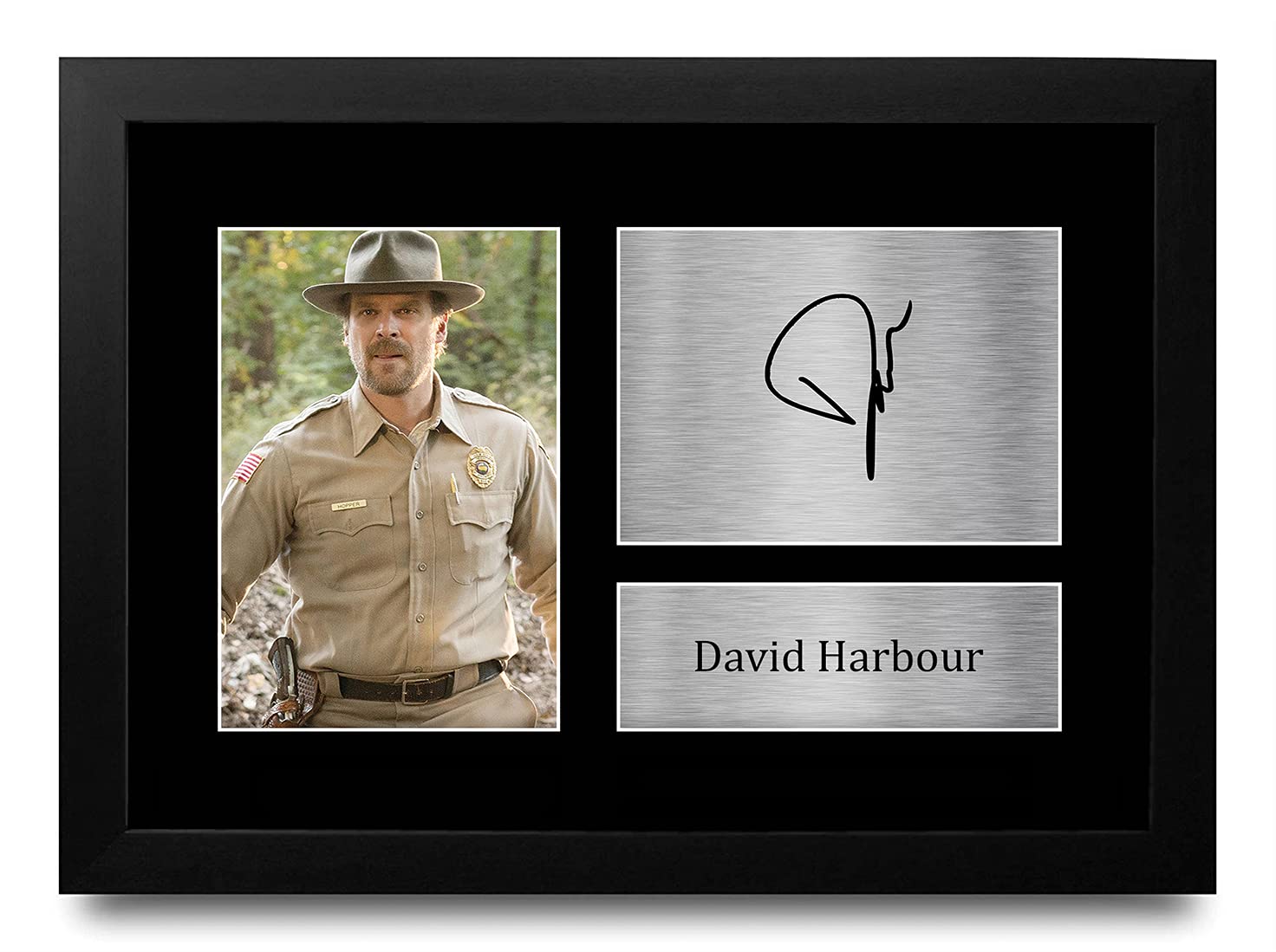 HWC Trading David Harbour Strange Hawkins Thing Jim Hopper Gifts Printed Signed Autograph Picture for TV Show Fans - A4 Framed