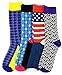 DapperGanger Men Colorful Dress Socks Happy Funny Crazy Fun Cool Green Pack Set