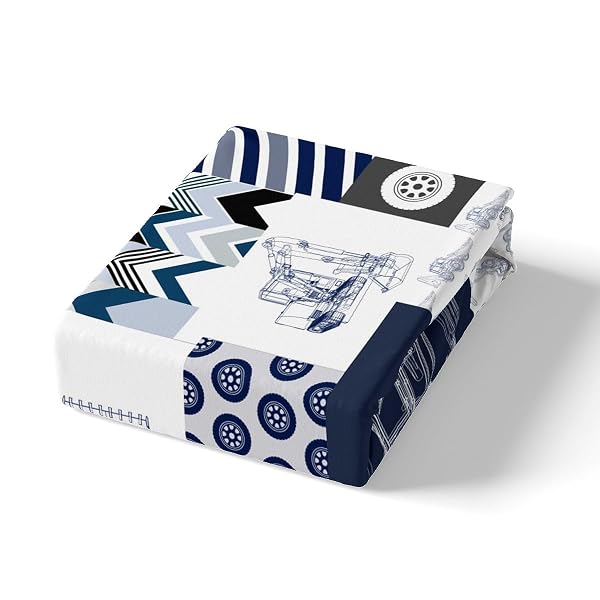 FEELYOU KIDS CONSTRUCTION BEDDING SET TWIN SIZE EQUIPMENT TRUCKS DUVET COVER FOR BOYS CARTOON CAR EXCAVATOR TRACTOR COMFORTER COVER SET CONSTRUCTION VEHICLES PLAID GRID BLUE AND WHITE BEDSPREAD COVER