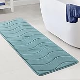 Flamingo P Memory Foam Bath Mat Extra Long Non Slip Shower Rug Mats for Bathroom Water Absorbent Thick Soft, 47x17,Aqua Green