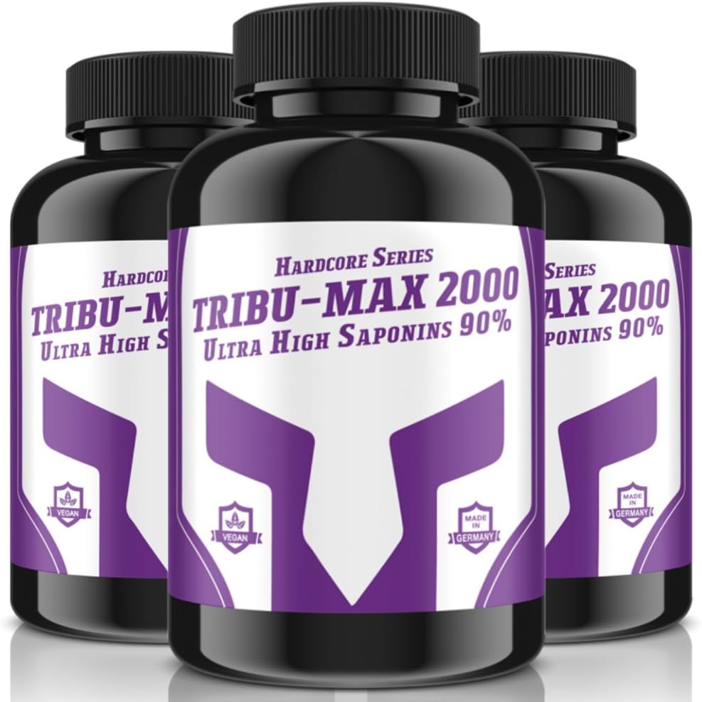 Tribu Max, = 720 Tablets 3 Pack for 180 Day Supply | Hardcore Series High Dose Ultra High Saponin 90% 100% Vegan – Muscle Building and Virility | Premium Quality Made in Germany