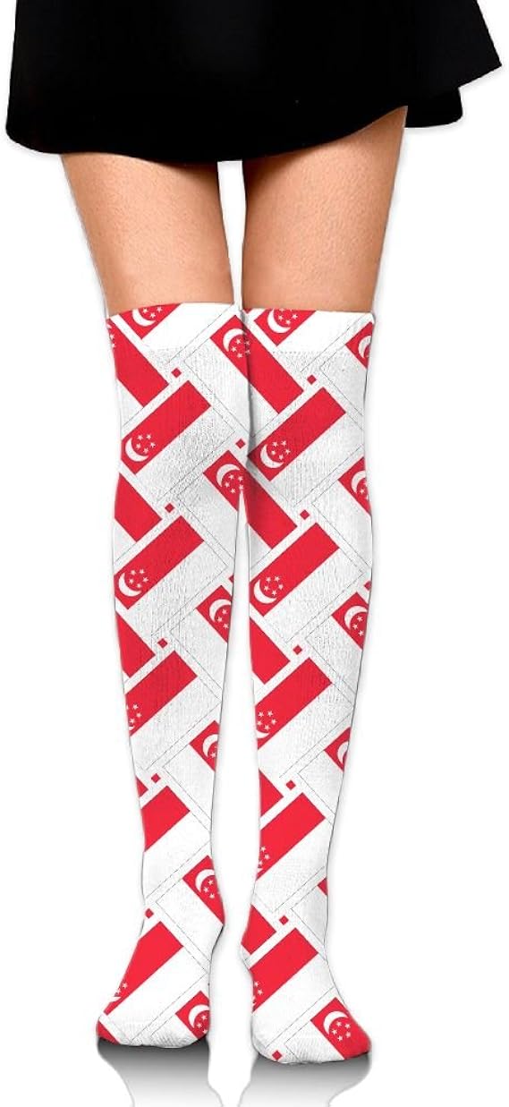 Amazon Co Jp シンガポールの旗 オーバーニー ソックス レディース ニーソックス ハイソックス 美脚 着圧 保温 防寒 かわいい 通学 通勤 服 ファッション小物