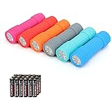 EverBrite 9-LED Flashlight 6-Pack Impact Handheld Torch Assorted Colors with Lanyard 3AAA Battery Included (Hurricane Supplie