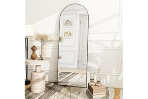 VooBang Arch Mirror Full Length, 18" x 58" Floor Mirror with Stand, Aluminum Alloy Frame Full Body Mirror, Standing Hanging or Leaning Against Wall for Bedroom and Living Room, Black