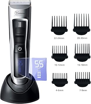 hatteker tondeuse cheveux tondeuse barbe professionnelle electrique avec ecran lcd sans fils usb rechargeable imperméable