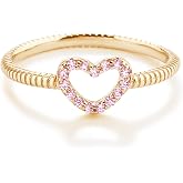 Precious Pieces Heart Ring, 925 Sterling Silver or 14K Gold-Plated | Available in rope band or pink CZ styles for toddlers, little girls, teens &amp; women. Stackable or pinky ring.