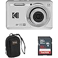 KODAK PIXPRO FZ55-SL 16MP Digital Camera 5X Optical Zoom 28mm Wide Angle 1080P Full HD Video 2.7" LCD Vlogging Camera. Bundle with SD Card and Slinger Camera Bag (Silver)