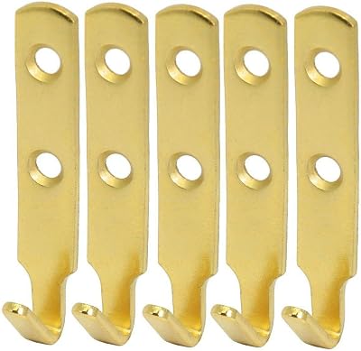 fiXte Brass 5 x J Style Picture Hooks Heavy Duty 62mm x 11mm 20mm holes