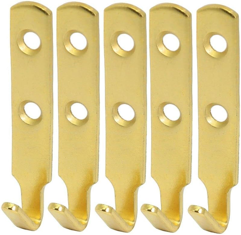 fiXte Brass 5 x J Style Picture Hooks Heavy Duty 62mm x 11mm 20mm holes