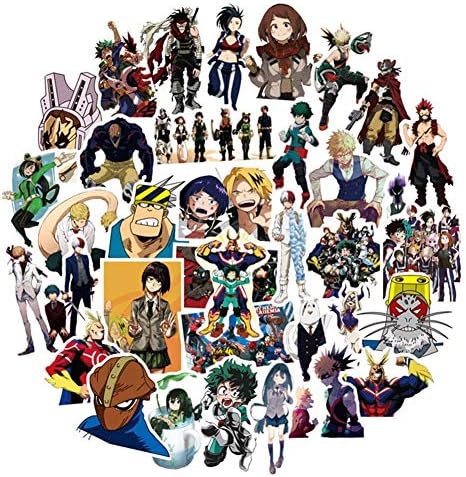 My Hero Academia Anime Cartoon Laptop Stickers Waterproof Skateboard Pad MacBook Car Snowboard Bicycle Luggage Decal 50pcs(My Hero Academia Anime 50 PCS)