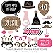 Chic 40th Birthday - Pink, Black and Gold - Birthday Photo Booth Props Kit - 20 Count