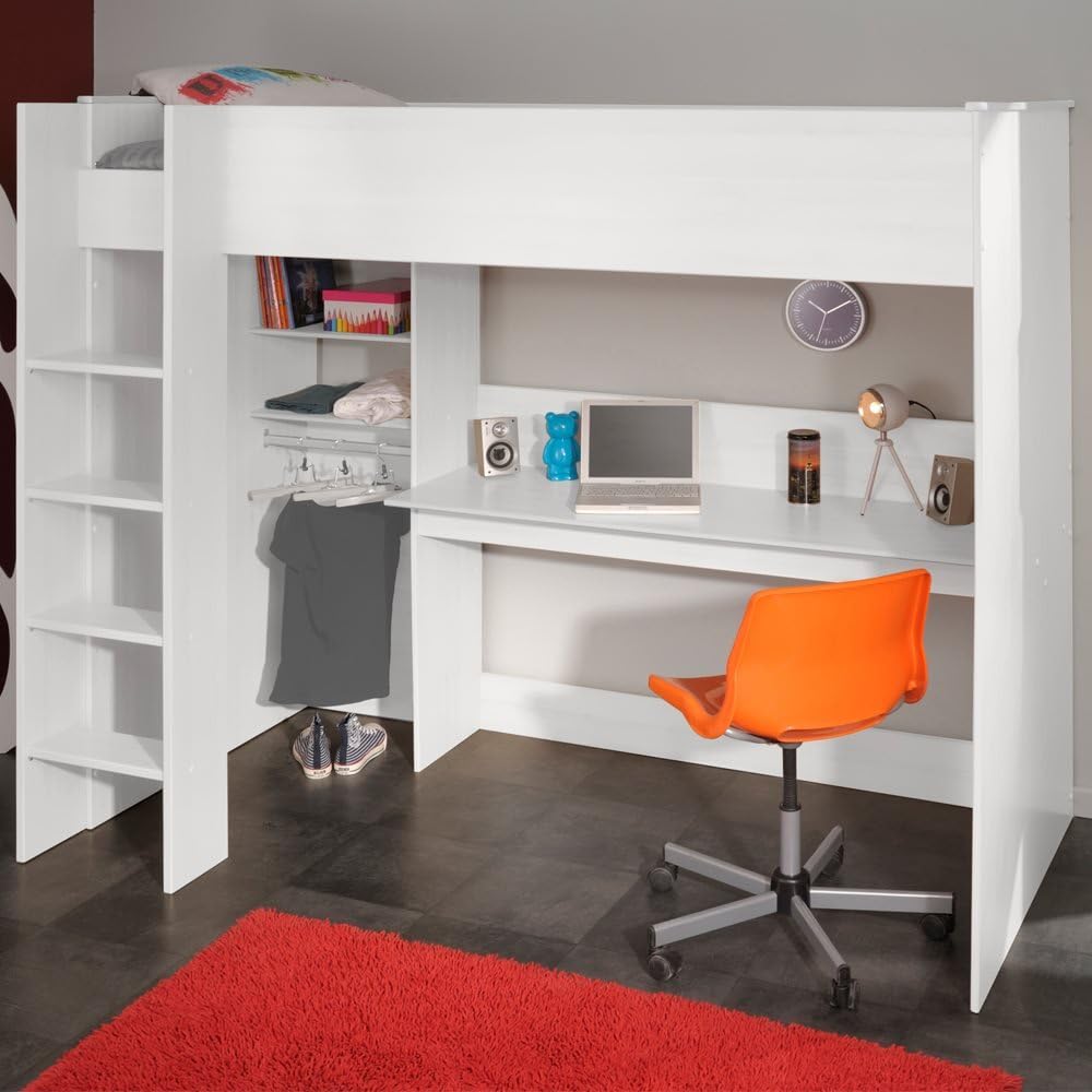 parisot kids swan high sleeper in white with storage