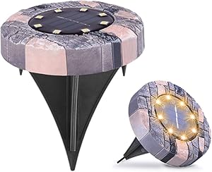 Solar Lights Outdoor, Solar Powered Ground Lights Outdoor Waterproof Solar Garden Lights 8 LED Solar Disk Lights, Solar Landscape Lights for Pathway Yard Walkway Patio Lawn Path (2 Pack Warm White)