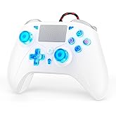 Gamrombo LED Wired Controller for PS5/PS5 Pro/PS5 Slim, Compatible withPS4/PC with 3.5mm Headphone Jack/Dual Vibration/Macro Function/Trubo Function, 10ft Cable
