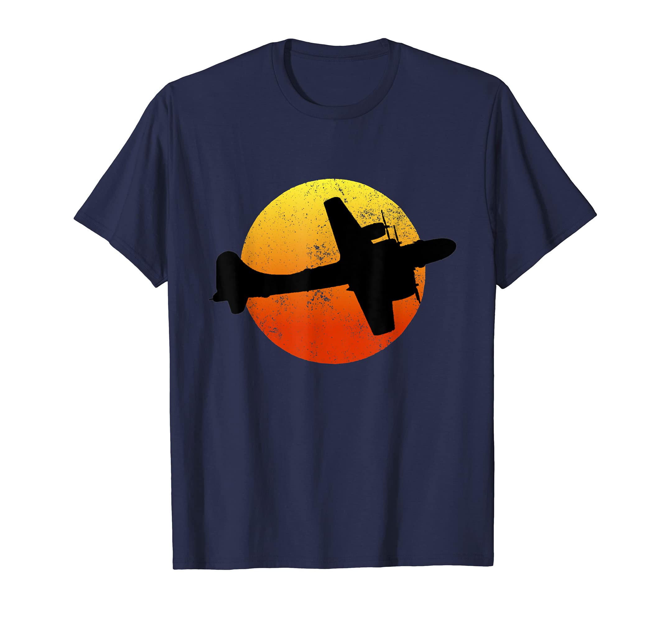 B-29 Superfortress Silhouette Retro Sunset WW2 Airplane B29 T-Shirt