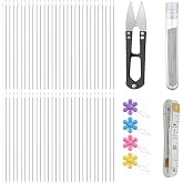 floatingsnow 60 Pcs Beading Needles for Jewelry Making, Size 10 Straight Fine Seed Beads Needles with Scissors and Threader for Beading, Embroidery