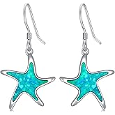 Wildari Ocean/Music Earrings 925 Sterling Silver Opal/Turquoise Sea Animal/Musical Dangle Drop Earrings Beach Themed/Graduation Jewelry Gifts for Women Her