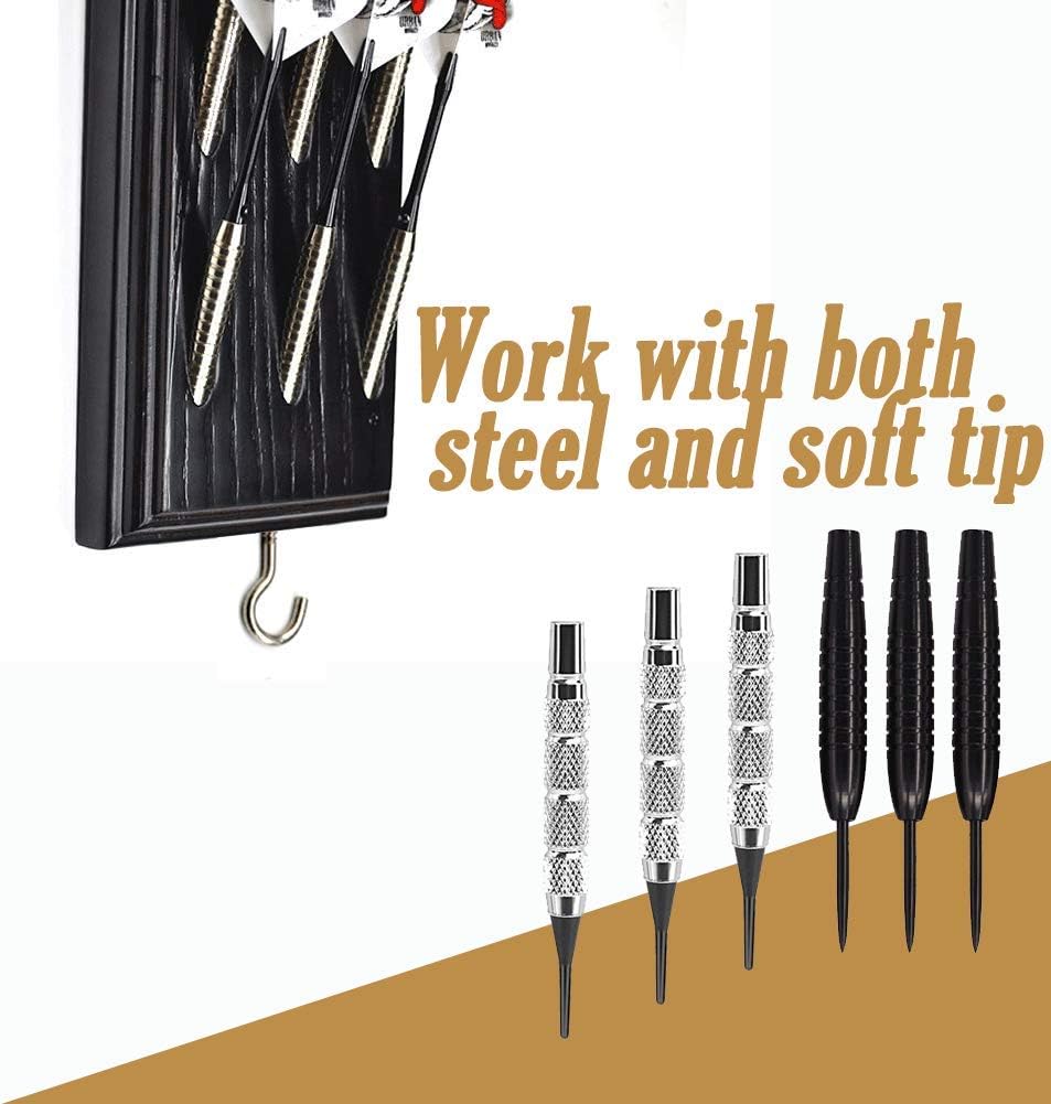 Dart Caddy, Wall Mount Wood Dart Holder/Stand, Displays 5 Sets of Steel/Soft Tip Darts, Solid Wooden Rack with Accessory Storage Bag, compatible with Sisal & Electronic Dartboard, Surrounds & Cabinets : Sports & Outdoors