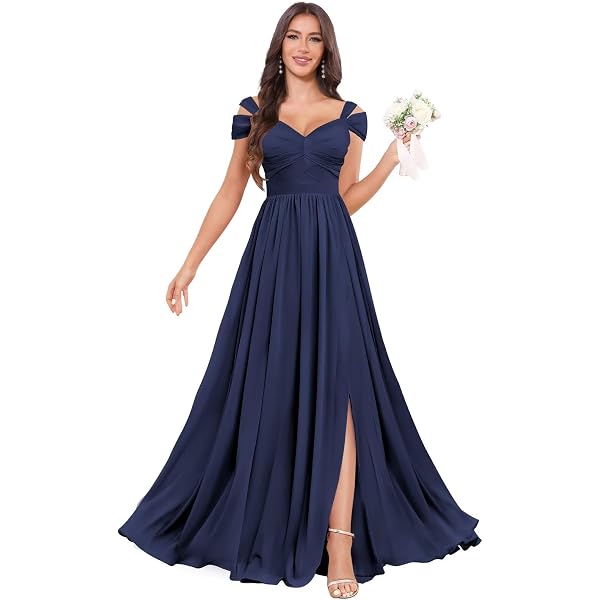 Amazon.com: Chiffon Bridesmaid Dress with Ruffle Long Sleeve Formal Evening  Dresses for Women Black US2 : Clothing, Shoes & Jewelry