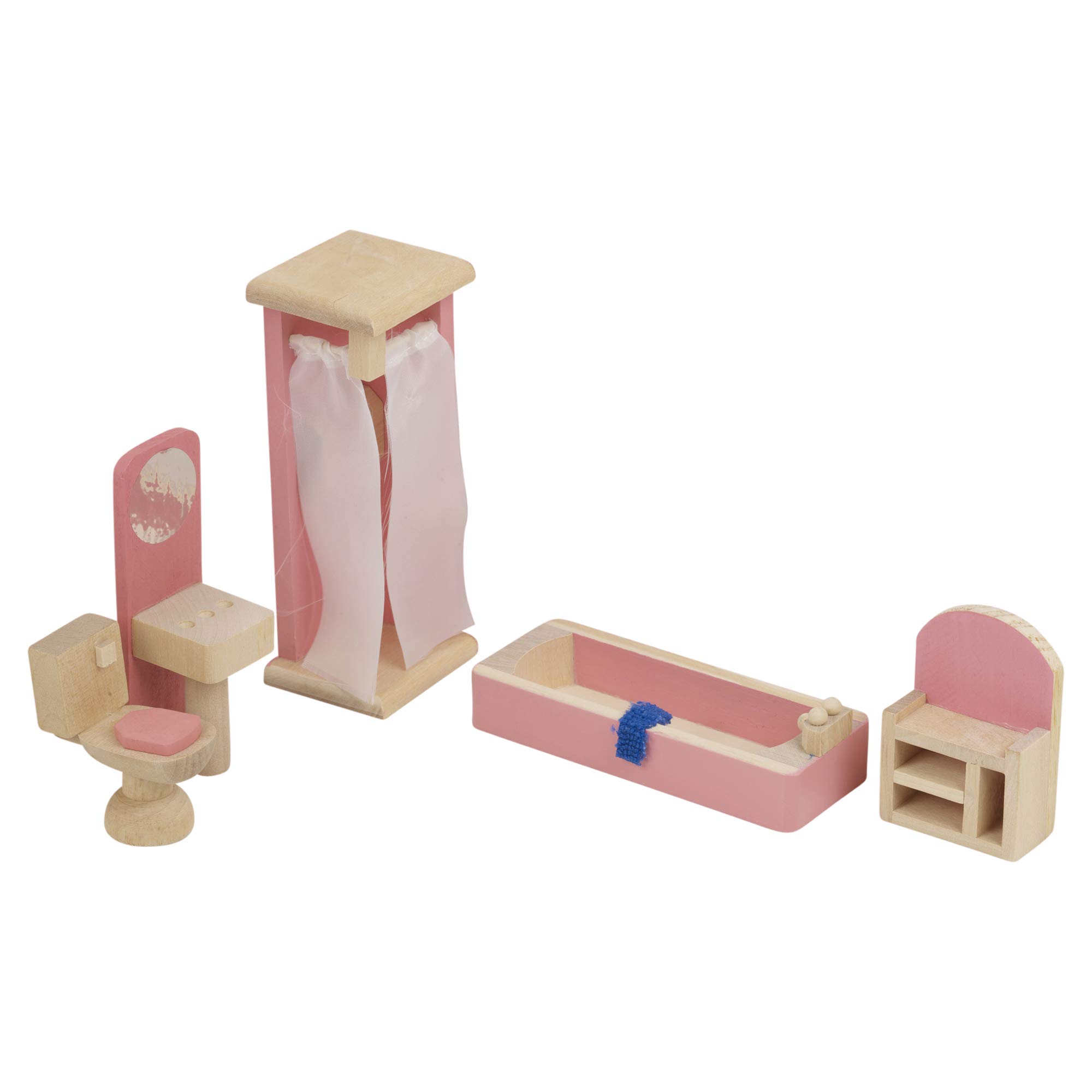 URBN-TOYS Children Wooden Doll House Furniture Gift Toy Sets (Bathroom)