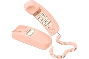 ISOHO PHONES iSoHo Landline Phone – Retro Trimline Corded Phone Big Buttons & Backlit Keypad, Redial/Mute, Wall‑Mount or Desk Push‑Button Tone Dialing - The Color That Welcomes Classic Ladies Pink.