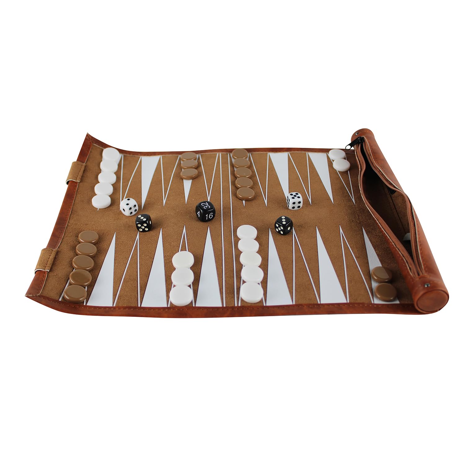 Travel Roll Up Backgammon Set 13 Inch (Brown)