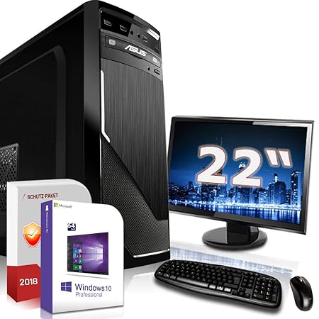 Multimedia Office PC mit Monitor Intel Core i9 9900K 8x5.0 GHz 9.Generation |ASUS Board|22 Zoll TFT|8GB DDR4|256GB M.2 SSD u.