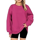 ZENUTA Oversized Sweatshirt for Women, Crewneck Sweatshirts Women Pullover Long Sleeves, Pullover Sweaters Casual Comfy Fall Fashion Clothes 2024, Womens Sweatshirts Trendy Fashion(Pink,L)