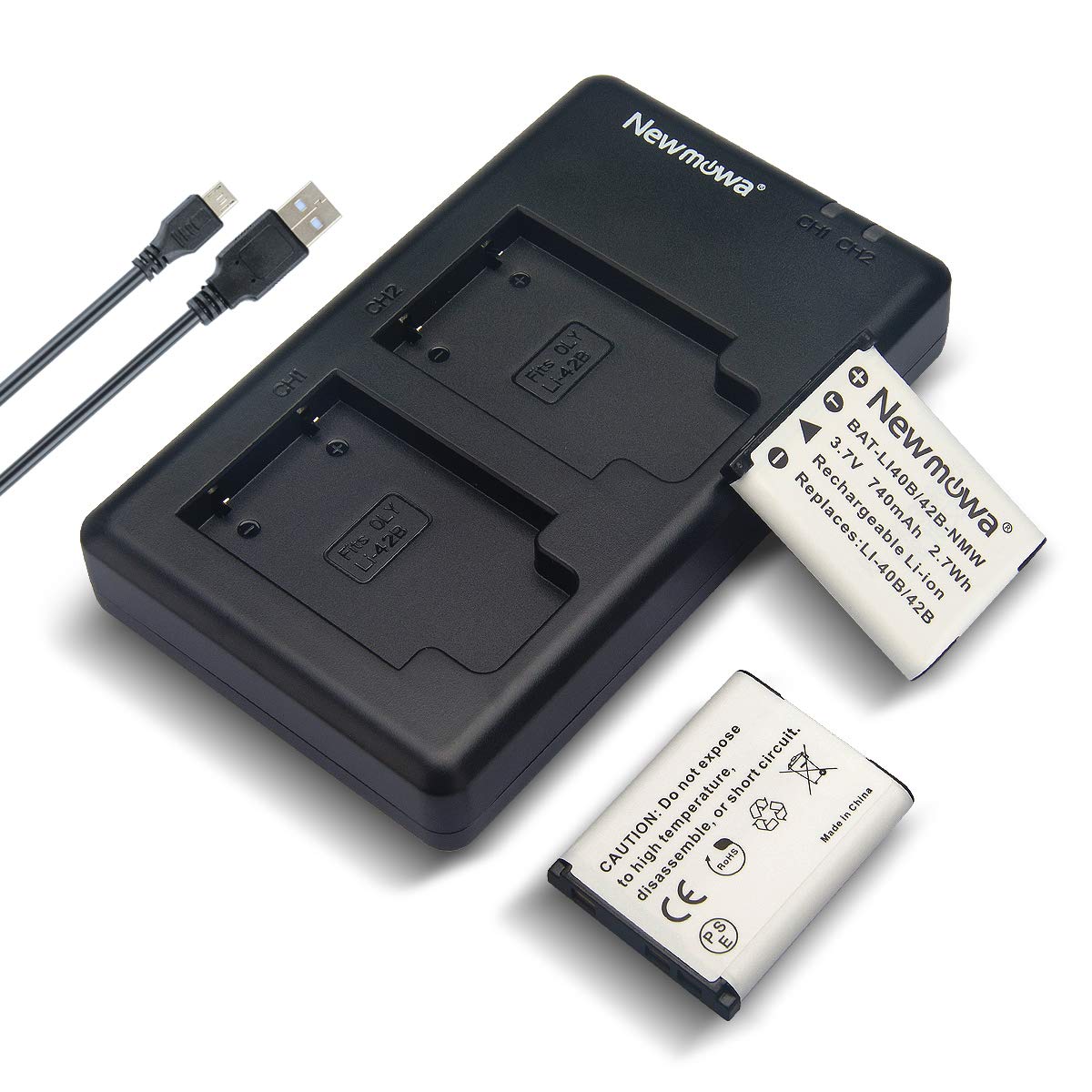 Newmowa Li-42B Replacement Battery (2 Pack) and
