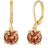 CiNily Leverback Dangle Earrings Created Crystal Drop Earrings Gold Plated Jewelry Gift for Women Girls 8mm