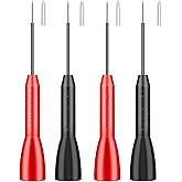 4 Pack 2mm Extended Needle Test Probes, 600V/10A Non-Destructive Insulation Wire Piercing Needle Stainless Steel Extra Thin Electrical Needle multimeter Probe for Fluke Meter Test Lead (Black-Red)