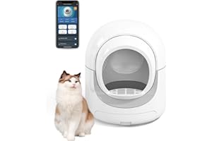 DISHUP Self Cleaning Cat Litter Box, Automatic Cat Litter Box for Multiple Cats,Self-Cleaning Cat Litter Box,Cat Litter Box with APP Control & Safety Protection & Odor-Removal,Grey
