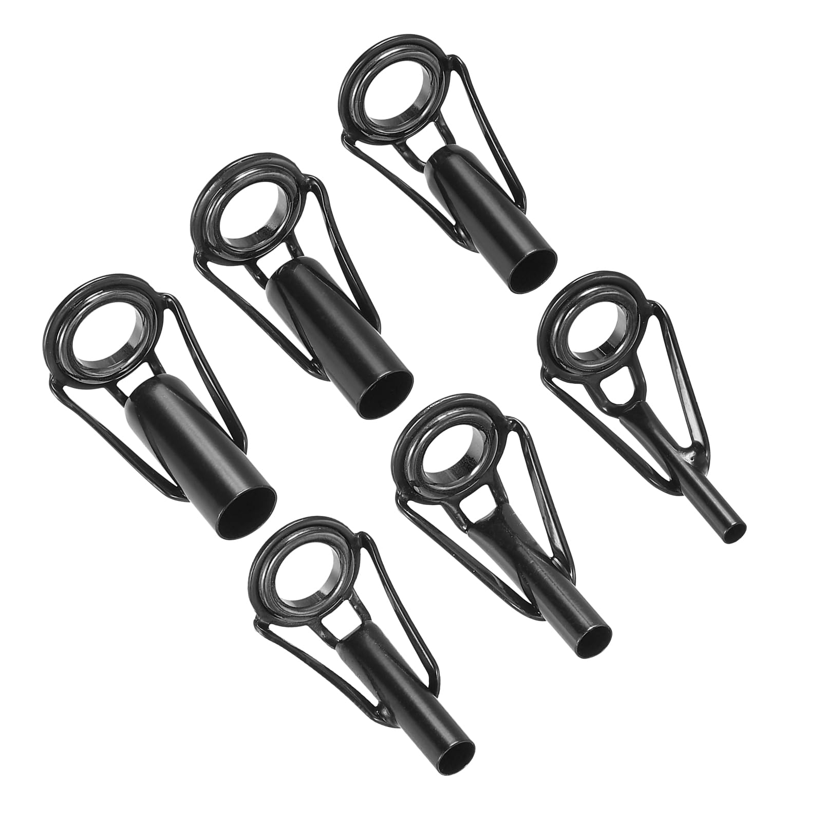 PATIKIL 2-6mm Fishing Rod Tip Repair Kit, 6pcs Stainless Steel Pole Ring Guide Replacement for Saltwater Freshwater Fishing, Black